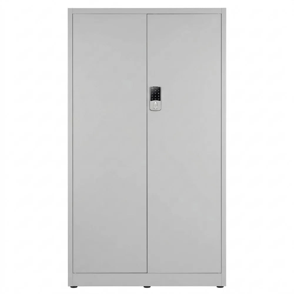Metall Aktenschrank mit Zahlenschloss, pulverbeschichtet, 185x90x40 cm, Grau