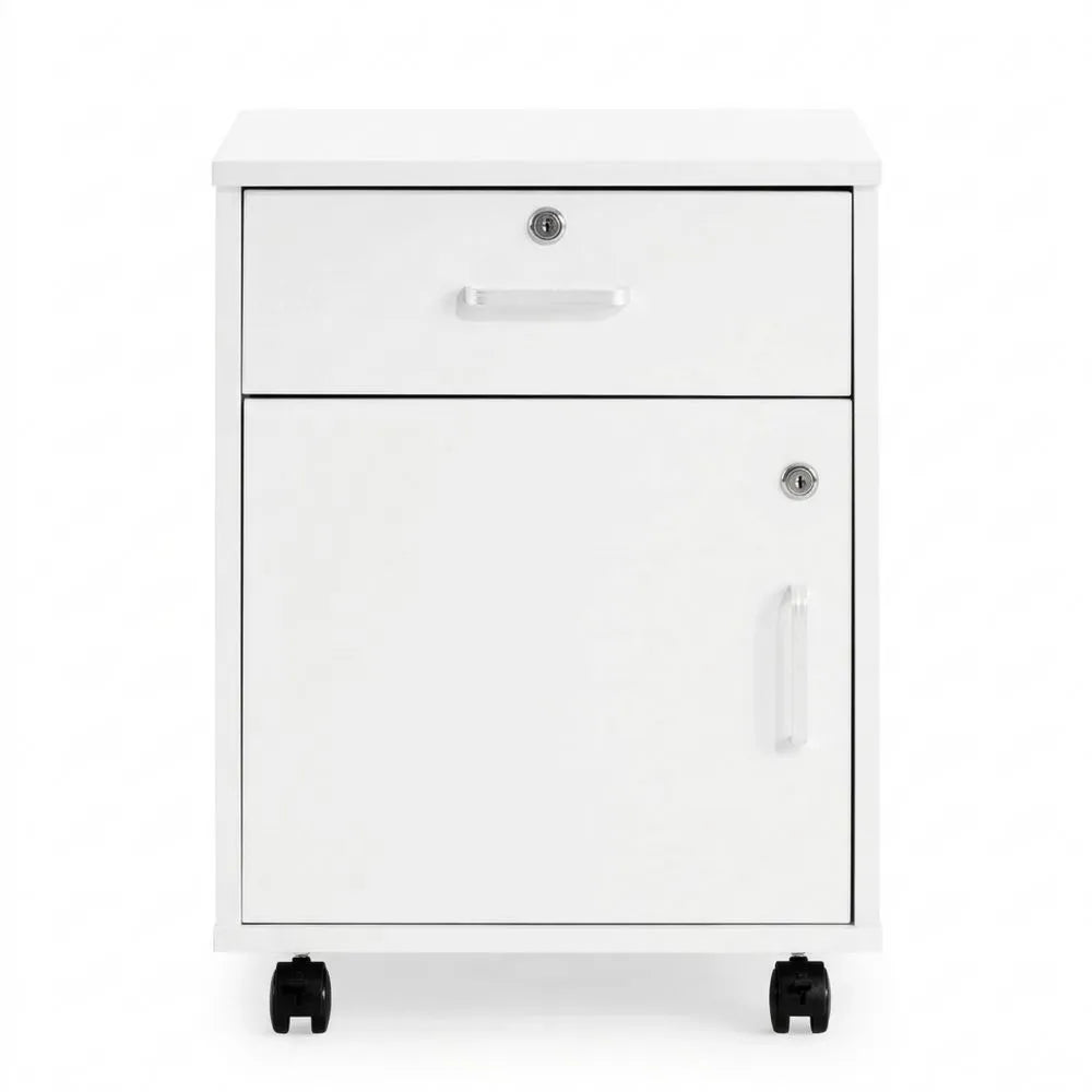 Mobiler Aktenorganisator mit Schubladen, abschließbar, 40x40x57 cm, Weiß