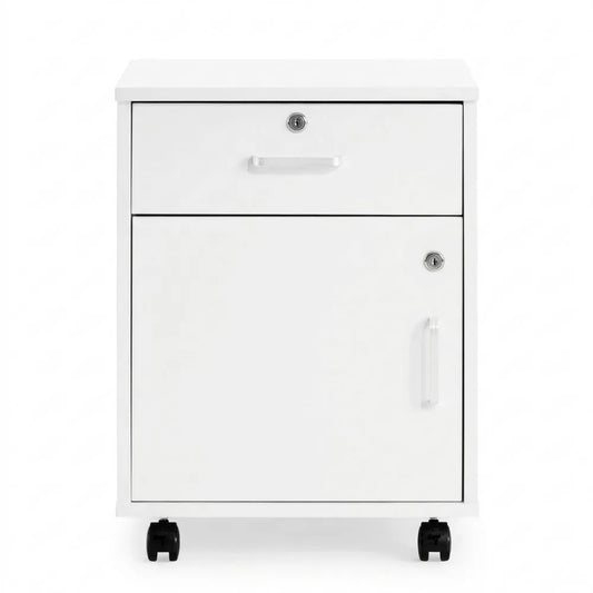 Mobiler Aktenorganisator mit Schubladen, abschließbar, 40x40x57 cm, Weiß