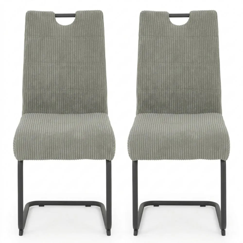 2er Set Esszimmerstühle mit Breitcord Grau und Komfortsitz