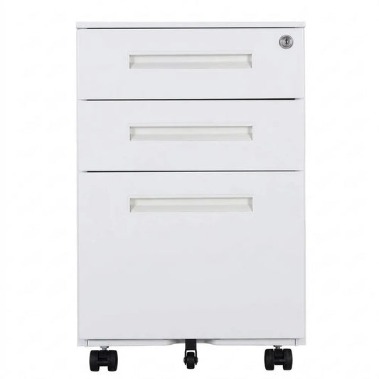 Rollcontainer mit 3 Schubladen und Kippschutz für A4-Dokumente, mobil und abschließbar, 39 x 50 x 60 cm
