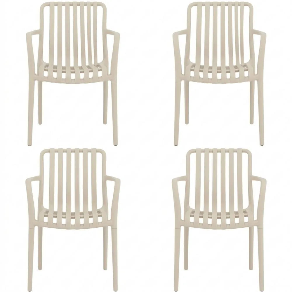 Stapelbare wetterfeste Essstühle für drinnen und draußen, modernes Design für Terrasse und Balkon, 4er Set