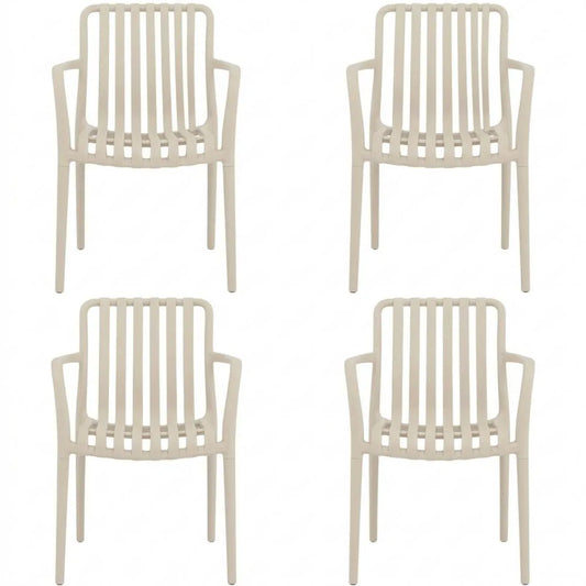 Stapelbare wetterfeste Essstühle für drinnen und draußen, modernes Design für Terrasse und Balkon, 4er Set