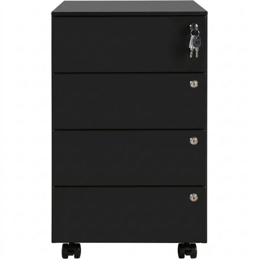 Flexibler Rollcontainer mit 4 abschließbaren Schubladen für Büro und Homeoffice