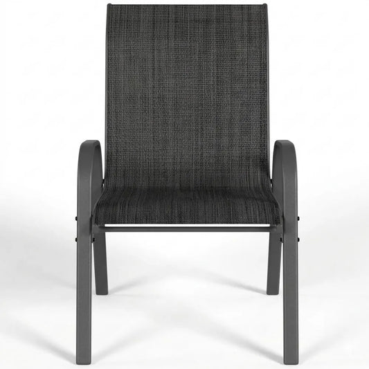 Atmungsaktive Stapelstühle für Balkon und Garten, Hohe Lehne, 4er Set
